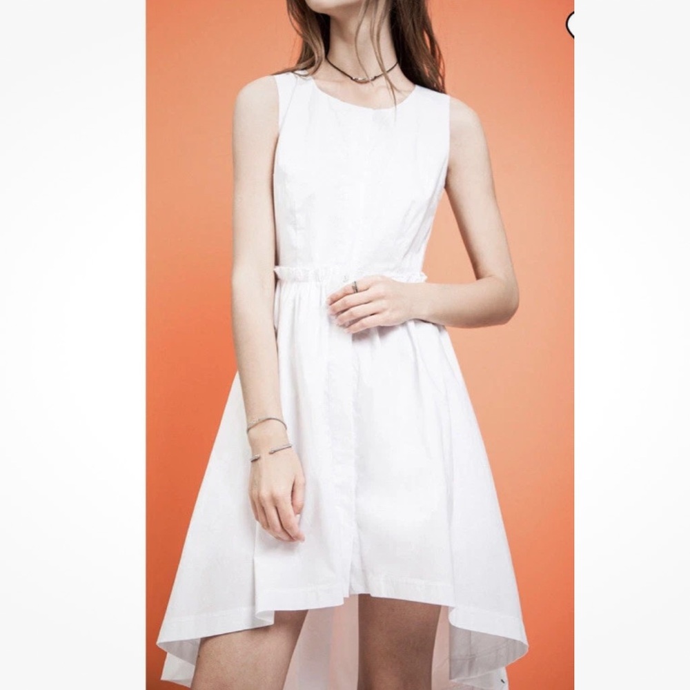 J.O.A. White Asymmetrical High-Low Dress Size Large